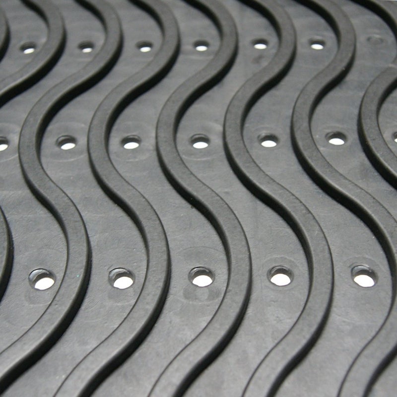 Rubber-Cal 03-237-WA "Dura-Scraper Wave" Commercial Entrance Rubber Mat, 3/8" Thick x 24" x 36", Black - Image 5
